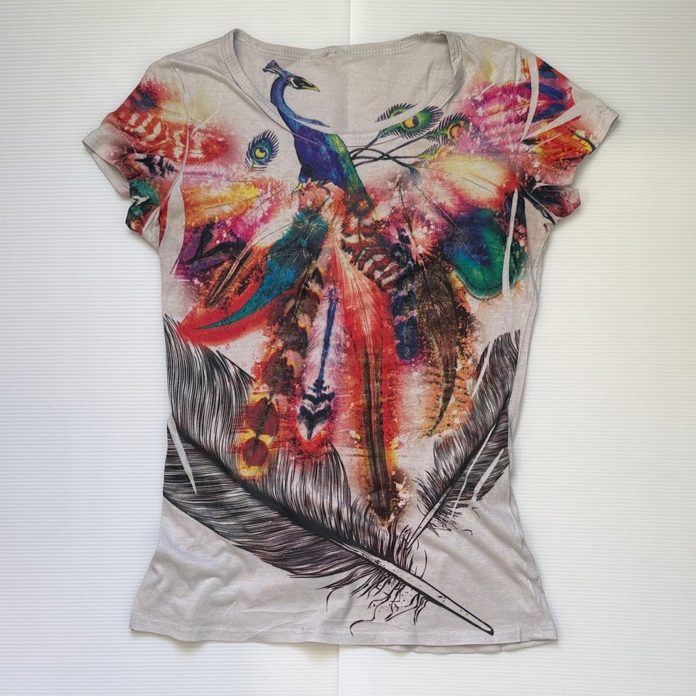 Colorful Peacock Graphic Women's Top